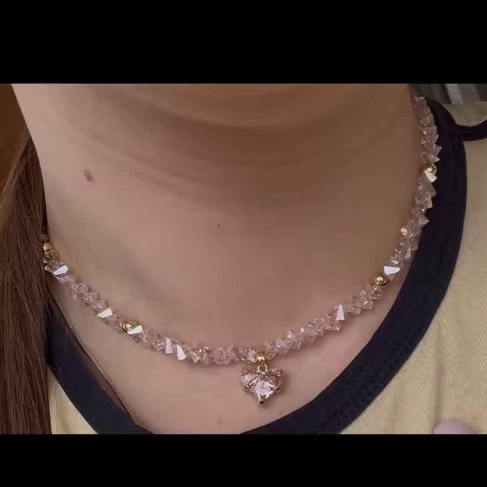 Pink Crystal Heart Necklace - Picture 6 of 7